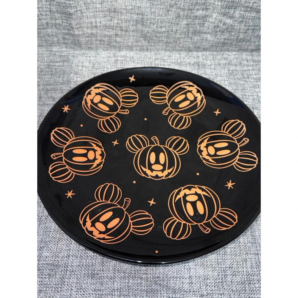 Disney Mickey Mouse Halloween Pumpkin Plates Set of 2 Black Orange Zrike Brands